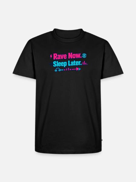 Rave Now, Sleep Later Neon Arrow - Men's Premium Organic T-Shirt - black