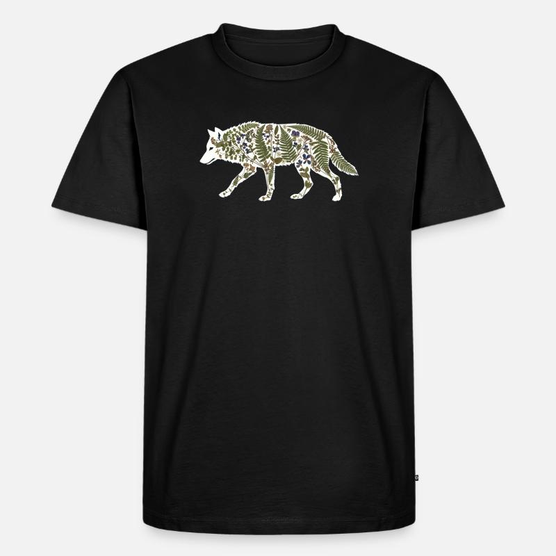 wolf-botanical - Männer Premium Bio T-Shirt - Schwarz