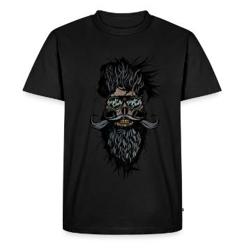 tete de mort hipster skulls barbu moustache lunett - T-shirt Premium bio Homme - noir - Devant - Nico (187cm)