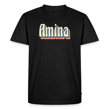Amina t-shirt retro vintage t-shirt gift idea - Men's Premium Organic T-Shirt - black - Front - Nico (187cm)