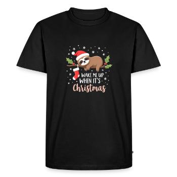 Réveille-moi quand Noël est doux paresseux - T-shirt Premium bio Homme - noir - Devant - Nico (187cm)