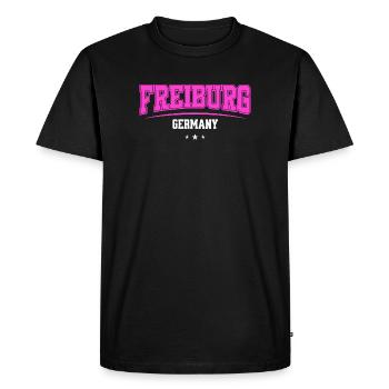 Lettres du collège de Fribourg, Allemagne, rose urbain - T-shirt Premium bio Homme - noir - Devant - Nico (187cm)