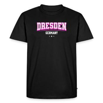 Dresden Retro Emblem Pink - T-shirt Premium bio Homme - noir - Devant - Nico (187cm)