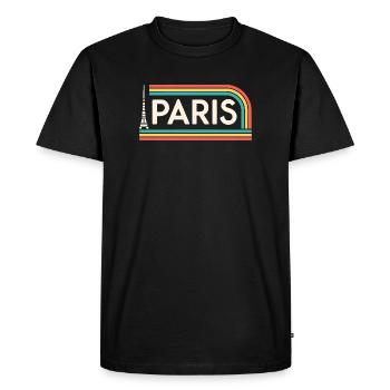 Paris Arc-en-Ciel Retro - T-shirt Premium bio Homme - noir - Devant - Nico (187cm)