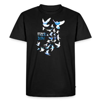liberté,troupeau d’oiseaux,paix,liberté,sourds,nuages - T-shirt Premium bio Homme - noir - Devant - Nico (187cm)