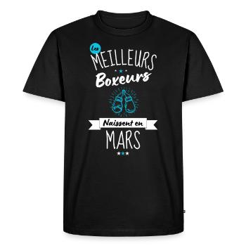 Les meilleurs boxeurs naissent en Mars - T-shirt Premium bio Homme - noir - Devant - Nico (187cm)