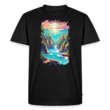 plage vacances soleil mer - T-shirt Premium bio Homme - noir - Devant - Nico (187cm)