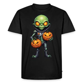Alien with pumpkin heads Halloween - Men's Premium Organic T-Shirt - black - Front - Nico (187cm)