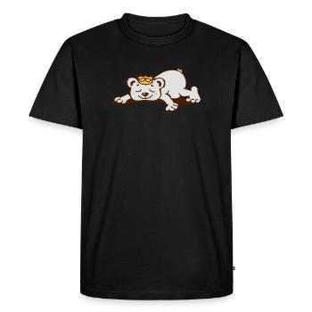 Un petit ours avec une couronne d'or dort - T-shirt Premium bio Homme - noir - Devant - Nico (187cm)