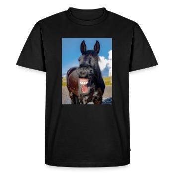 Horse LOL - Men's Premium Organic T-Shirt - black - Front - Nico (187cm)