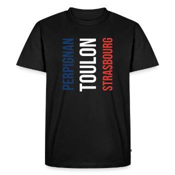 Perpignan Toulon Strasbourg français. Cadeau pour enfants - T-shirt Premium bio Homme - noir - Devant - Nico (187cm)