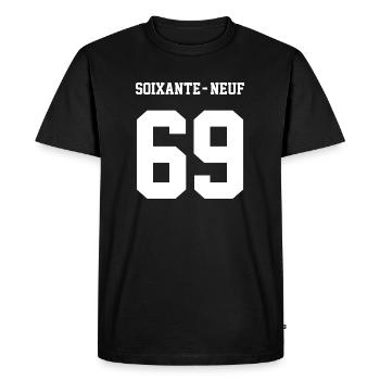 69blanc - T-shirt Premium bio Homme - noir - Devant - Nico (187cm)