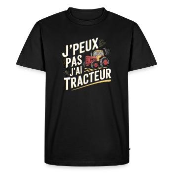 J'peux pas j'ai tracteur - T-shirt Premium bio Homme - noir - Devant - Nico (187cm)