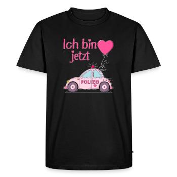 Voiture de police Je suis maintenant d’anniversaire Rose - T-shirt Premium bio Homme - noir - Devant - Nico (187cm)