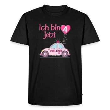 Voiture de police J’ai maintenant 4 ans Anniversaire Rose - T-shirt Premium bio Homme - noir - Devant - Nico (187cm)