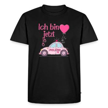 Voiture de police Je suis maintenant d’anniversaire Rose - T-shirt Premium bio Homme - noir - Devant - Nico (187cm)