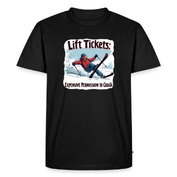 Billets de remontées mécaniques – ski et plaisir sur les pistes - T-shirt Premium bio Homme - noir - Devant - Nico (187cm)