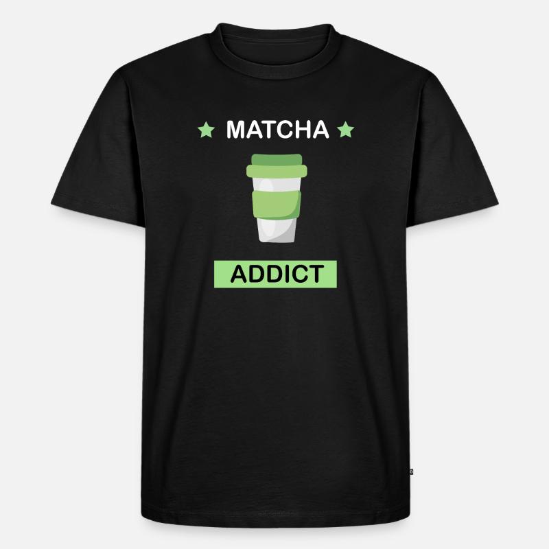 Matcha Addict - Männer Premium Bio T-Shirt - Schwarz