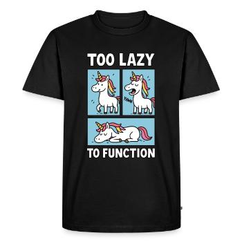 Lazy Unicorn Design - Humorous Graphics - Men's Premium Organic T-Shirt - black - Front - Nico (187cm)