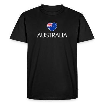 Cœur avec drapeau australien, j’aime l’Australie - T-shirt Premium bio Homme - noir - Devant - Nico (187cm)
