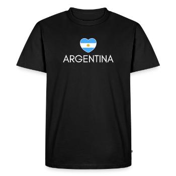 Cœur avec le drapeau argentin, j’aime l’Argentine - T-shirt Premium bio Homme - noir - Devant - Nico (187cm)