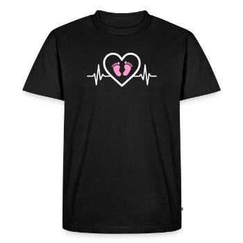 Pregnancy Announcement Heart Pink Footprints Girl - Men's Premium Organic T-Shirt - black - Front - Nico (187cm)