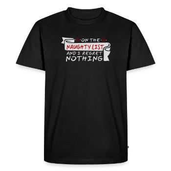 Sur la liste des vilains et ne regrette rien XMas Spruch - T-shirt Premium bio Homme - noir - Devant - Nico (187cm)