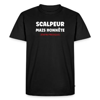 Scalpeur Honnête Presque - T-shirt Premium bio Homme - noir - Devant - Nico (187cm)