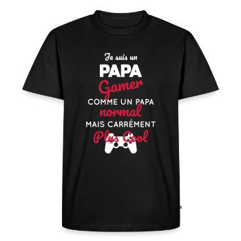 Gamer - papa gamer carrément plus cool - T-shirt Premium bio Homme - noir - Devant - Nico (187cm)