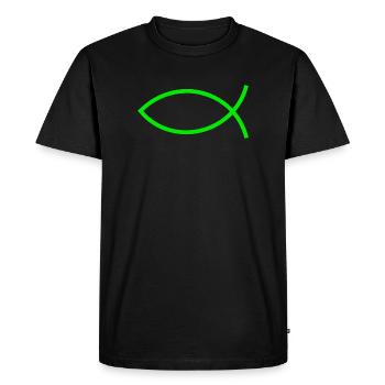 Jésus poisson vert Ichthys poisson poisson poisson poisson - T-shirt Premium bio Homme - noir - Devant - Nico (187cm)