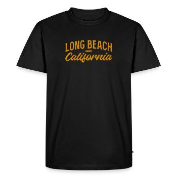 Long Beach California Retro Logo - Men's Premium Organic T-Shirt - black - Front - Nico (187cm)