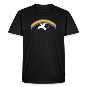 RAINBOW Regenbogen with peace dove - Men's Premium Organic T-Shirt - black - Front - Nico (187cm)
