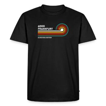 Frankfurt Retro Shirt 6000 Zip Code Vintage 70s 80s - Men's Premium Organic T-Shirt - black - Front - Nico (187cm)