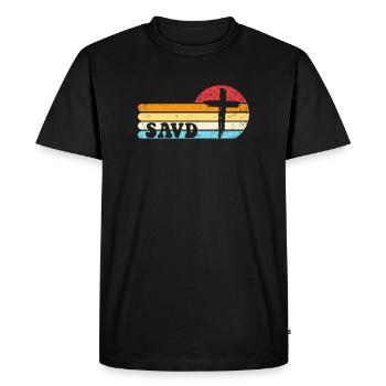 Croix Rédempte Bible Rétro Foi chrétienne Jésus - T-shirt Premium bio Homme - noir - Devant - Nico (187cm)