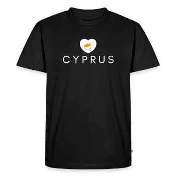 Cœur avec le drapeau chypriote, j’aime Chypre - T-shirt Premium bio Homme - noir - Devant - Nico (187cm)