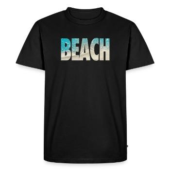 Ambiance texte de la plage tropicale de l’océan - T-shirt Premium bio Homme - noir - Devant - Nico (187cm)