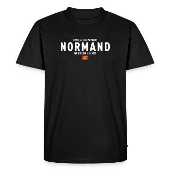Francais De Papiers Normand De Coeur Dame T-Shi... - T-shirt Premium bio Homme - noir - Devant - Nico (187cm)