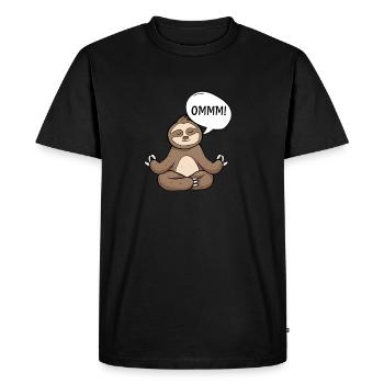 Funny yoga sloth Ommm - Men's Premium Organic T-Shirt - black - Front - Nico (187cm)