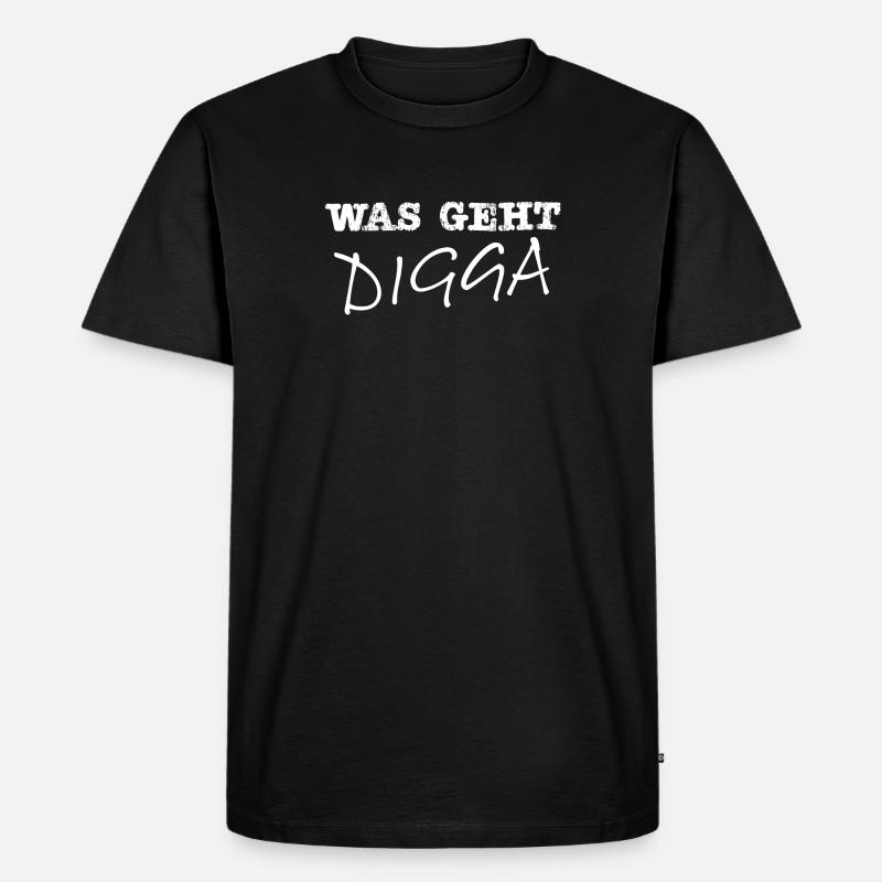 Was geht Digga weiss - Männer Premium Bio T-Shirt - Schwarz