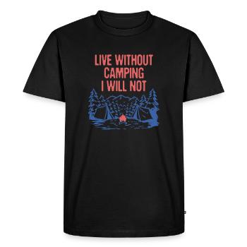 Vivre sans Camping Camper Randonnée Camp Randonneur - T-shirt Premium bio Homme - noir - Devant - Nico (187cm)