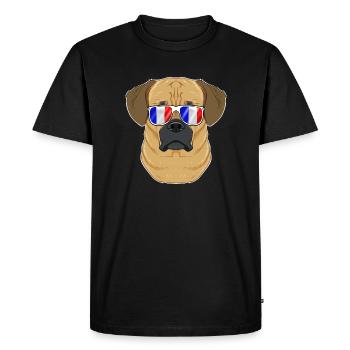 Puggle France Lunettes de soleil I Français Drapeau - T-shirt Premium bio Homme - noir - Devant - Nico (187cm)