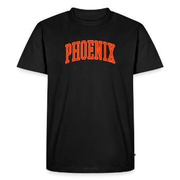 Phoenix Arch Font Shirt – USA City - Men's Premium Organic T-Shirt - black - Front - Nico (187cm)