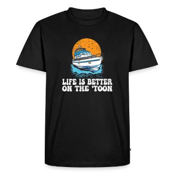 La vie est meilleure sur le bateau 'Toon Pontoon King - T-shirt Premium bio Homme - noir - Devant - Nico (187cm)