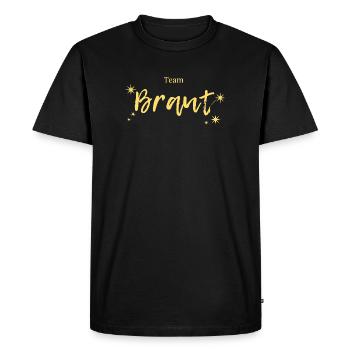 Team Brant Gold Script Stars - Men's Premium Organic T-Shirt - black - Front - Nico (187cm)