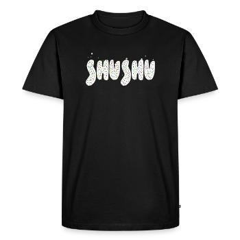 Illustration des mots Shushu - T-shirt Premium bio Homme - noir - Devant - Nico (187cm)