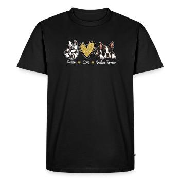 Peace Love Boston Terrier Maman Rétro de Chien - T-shirt Premium bio Homme - noir - Devant - Nico (187cm)
