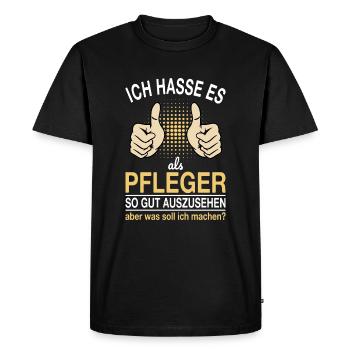 Pfleger Spruch - Männer Premium Bio T-Shirt - Schwarz - Vorne - Nico (187cm)