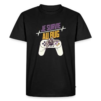 je survie au bug t-shirt gaming idée cadeau geek - T-shirt Premium bio Homme - noir - Devant - Nico (187cm)