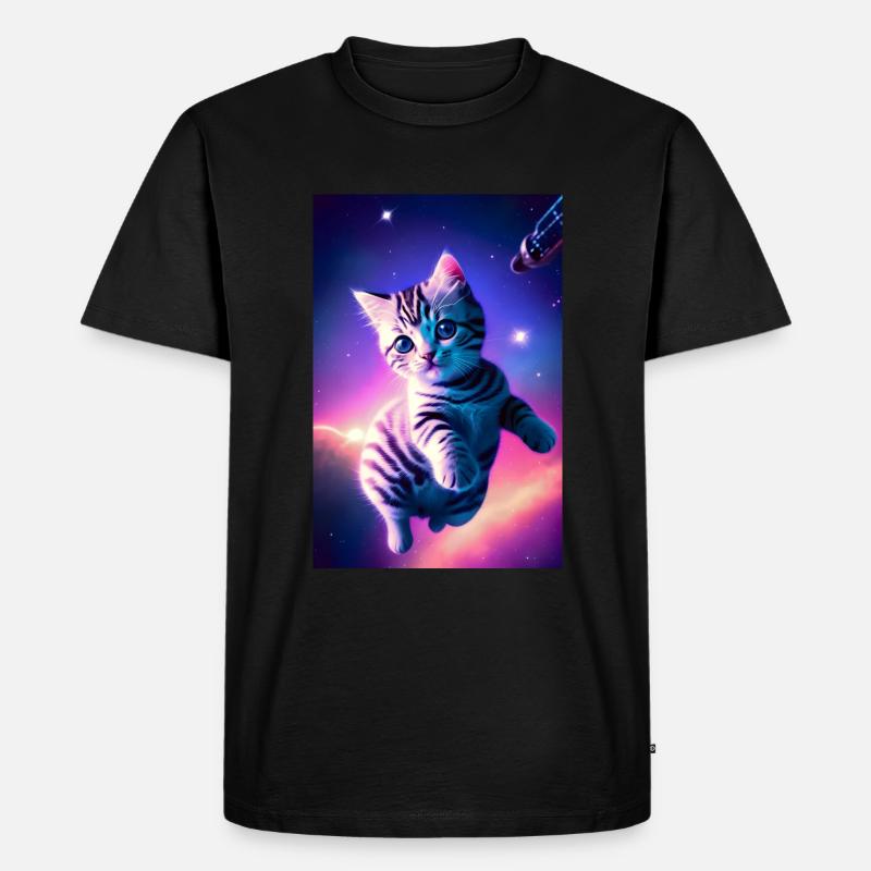 Space Kitten Synthwave - T-shirt Premium bio Homme - noir