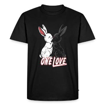 2 mignons lapins noir et blanc - T-shirt Premium bio Homme - noir - Devant - Nico (187cm)